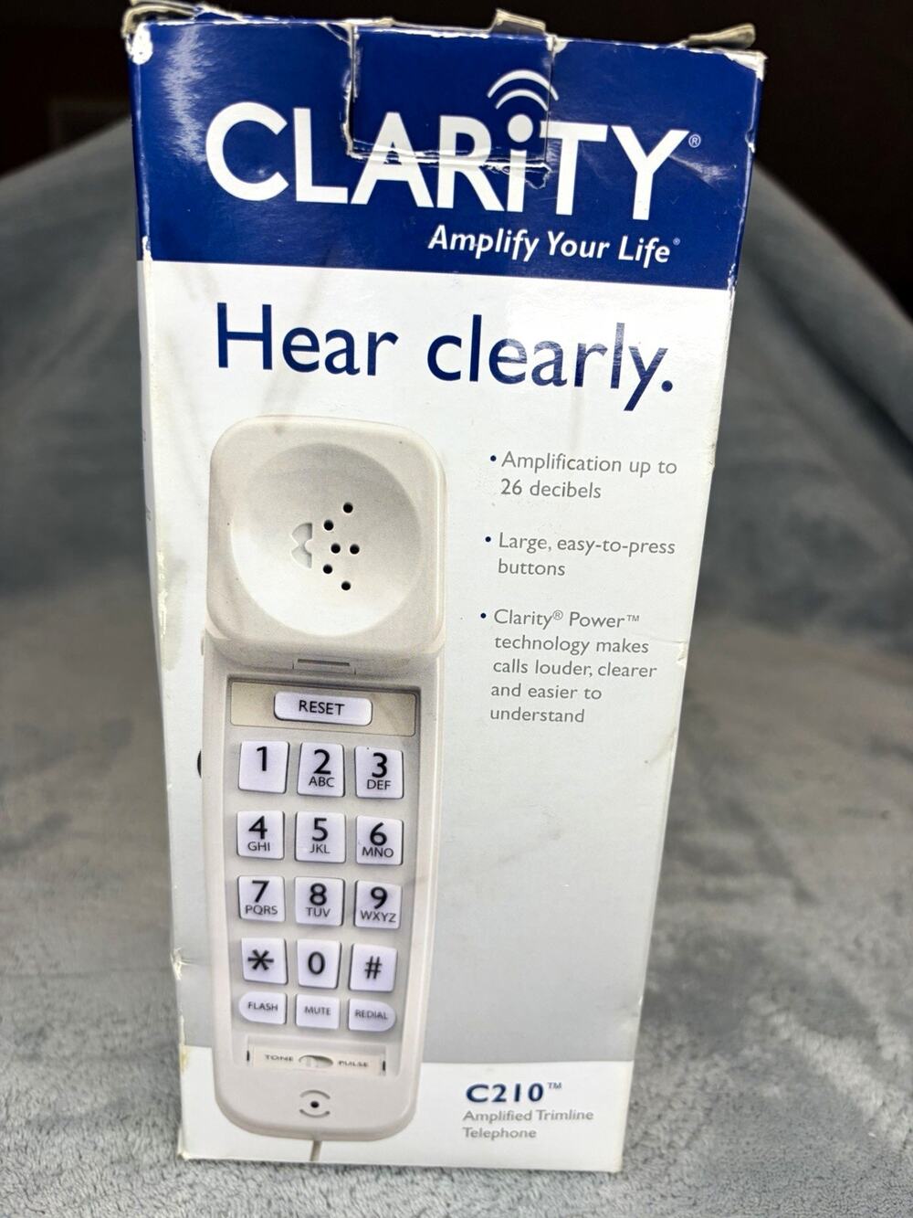 Clarity Amplified Trimline Telephone Hearing Impaired Big Button Phone Open Box